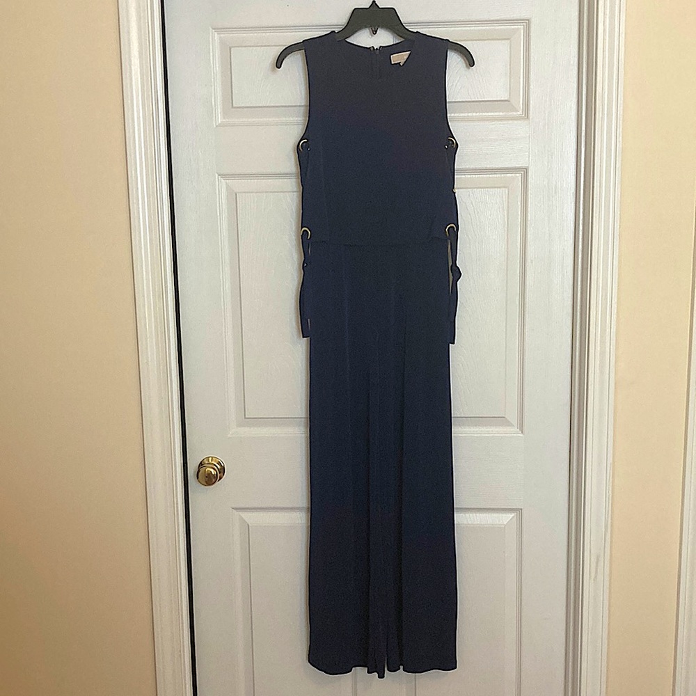 Michael Kors XS Blue and Gold one piece, long legged, zip up in back
